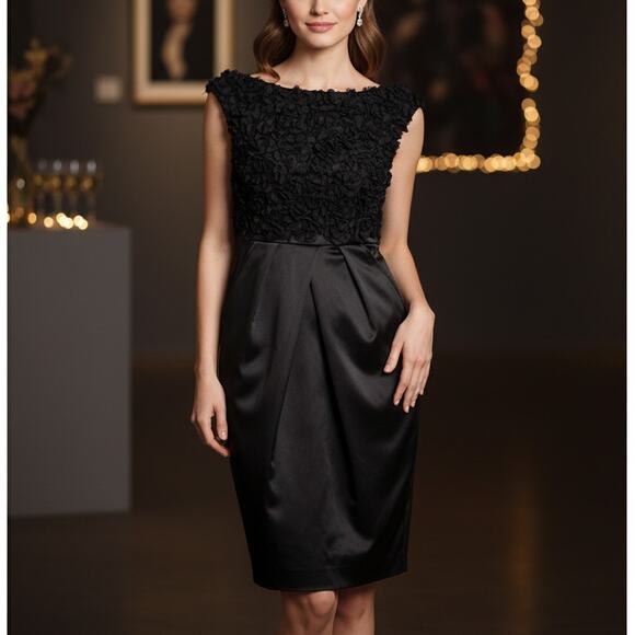 ST. JOHN Women's Rosette Cocktail Dress in black size 4 - Picture 1 of 11